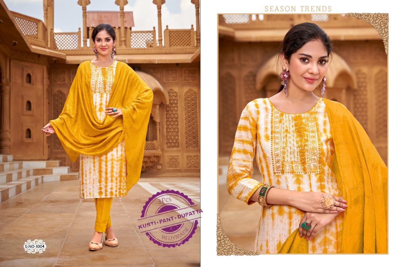 Smit Hello Saburi Exclusive Wear Wholesale Kurti With Bottom Dupatta Collection